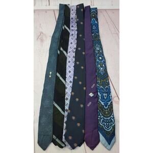 Lot Of 6 Vtg Vtg Necktie Lot Swing Deco Ties Group Purple Blue Paisley Dacron